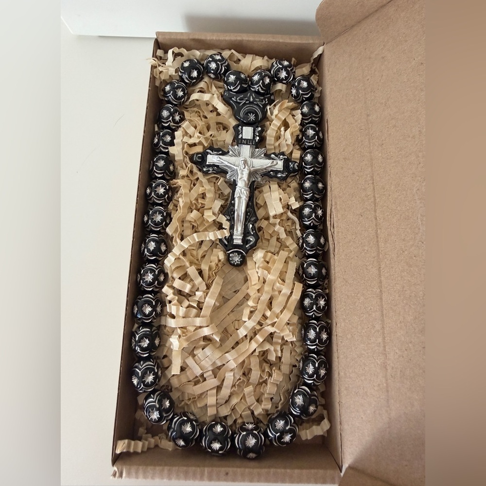 Black and Silver Rosary Beads